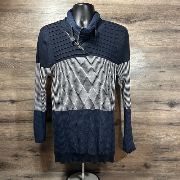 Other - LCR Black Edition Sweater‎ Men's XXL Turtleneck 1/4 Zip Navy White